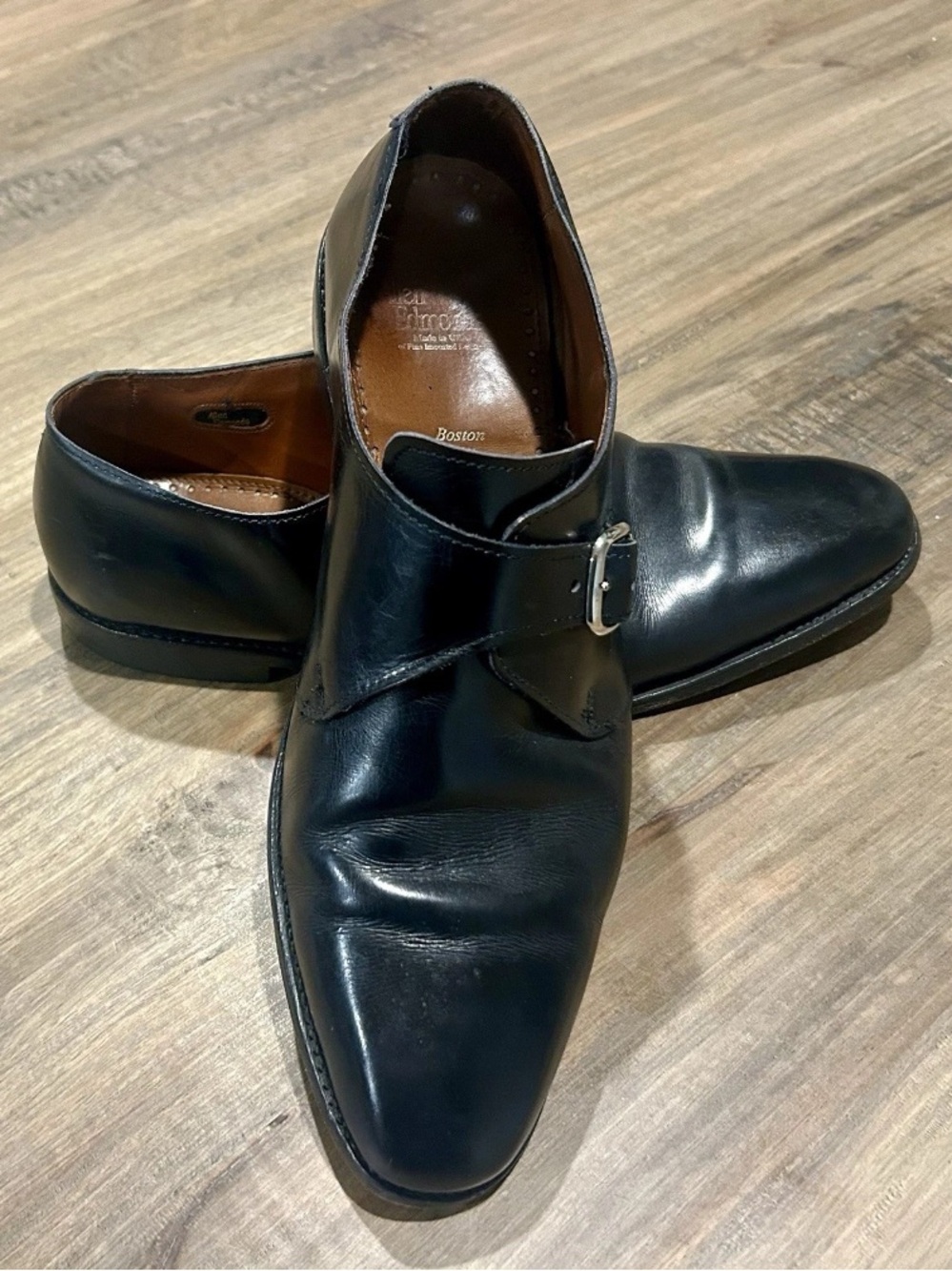 ALLEN EDMONDS MONK STRAP BOSTON BLACK OXFORD SHOE SIZE 13 D U.S.A RARE $425